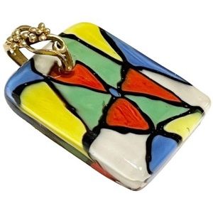 Art glass pendant with 10k gold bail
